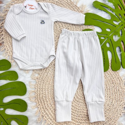 Conj. Body m/longa e Calça canelada - Areia